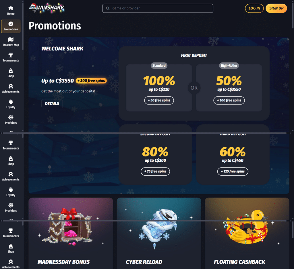 WinShark Casino Desktop Preview 2