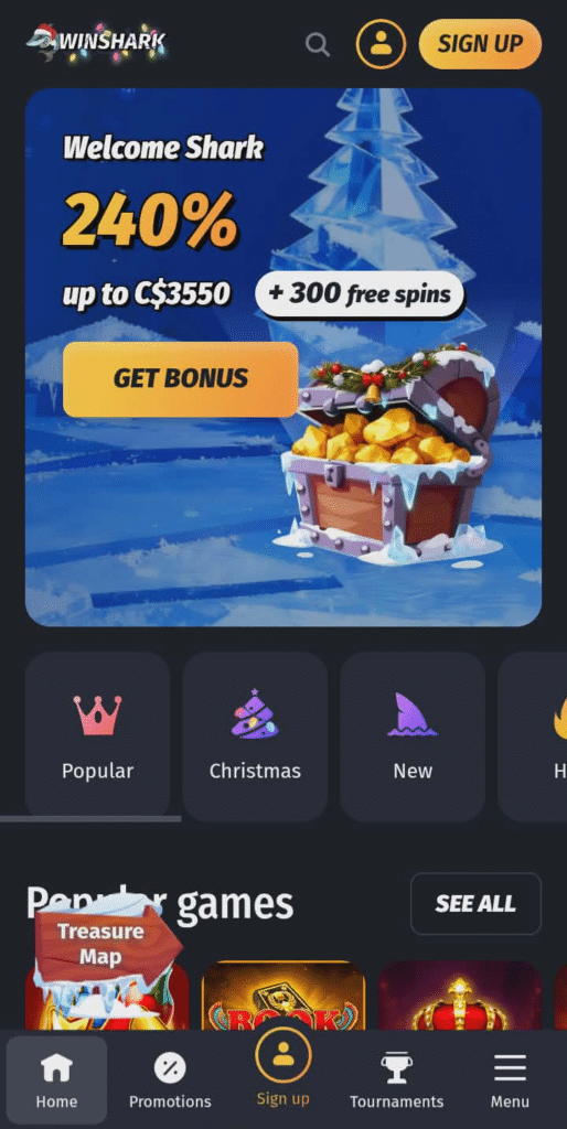 WinShark Casino Mobile Preview 2