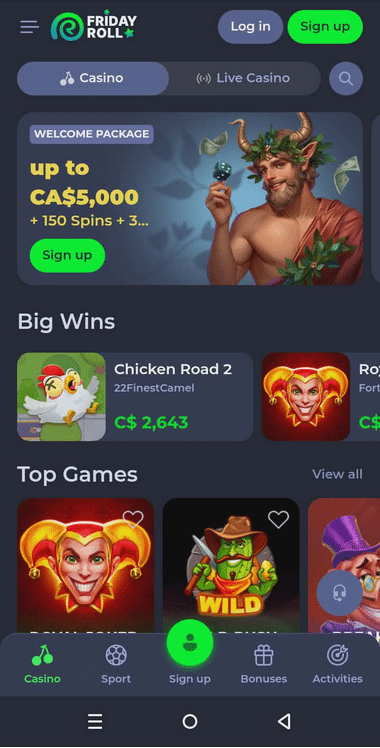 Fridayroll Casino Mobile Preview 2