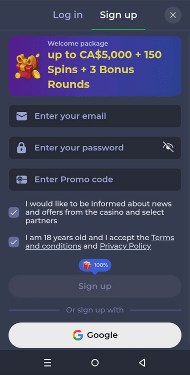 Fridayroll Casino Registration Process Image 1