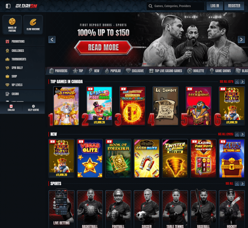 Glorion Casino Desktop Preview 1