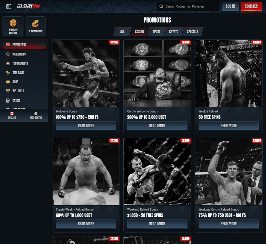 Glorion Casino Desktop Preview 2