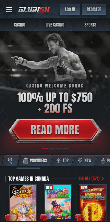 Glorion Casino Mobile Preview 2