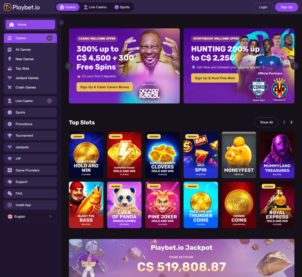 Playbet Casino Desktop Preview 1