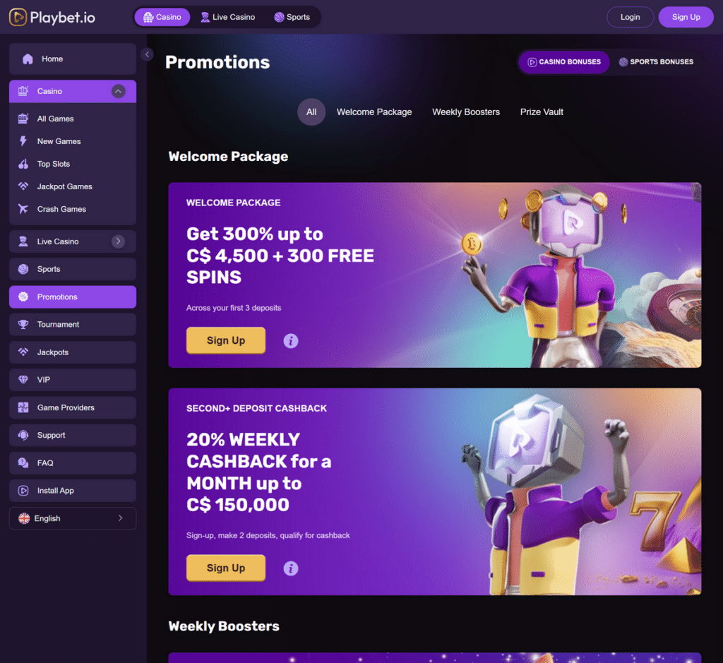 Playbet Casino Desktop Preview 2