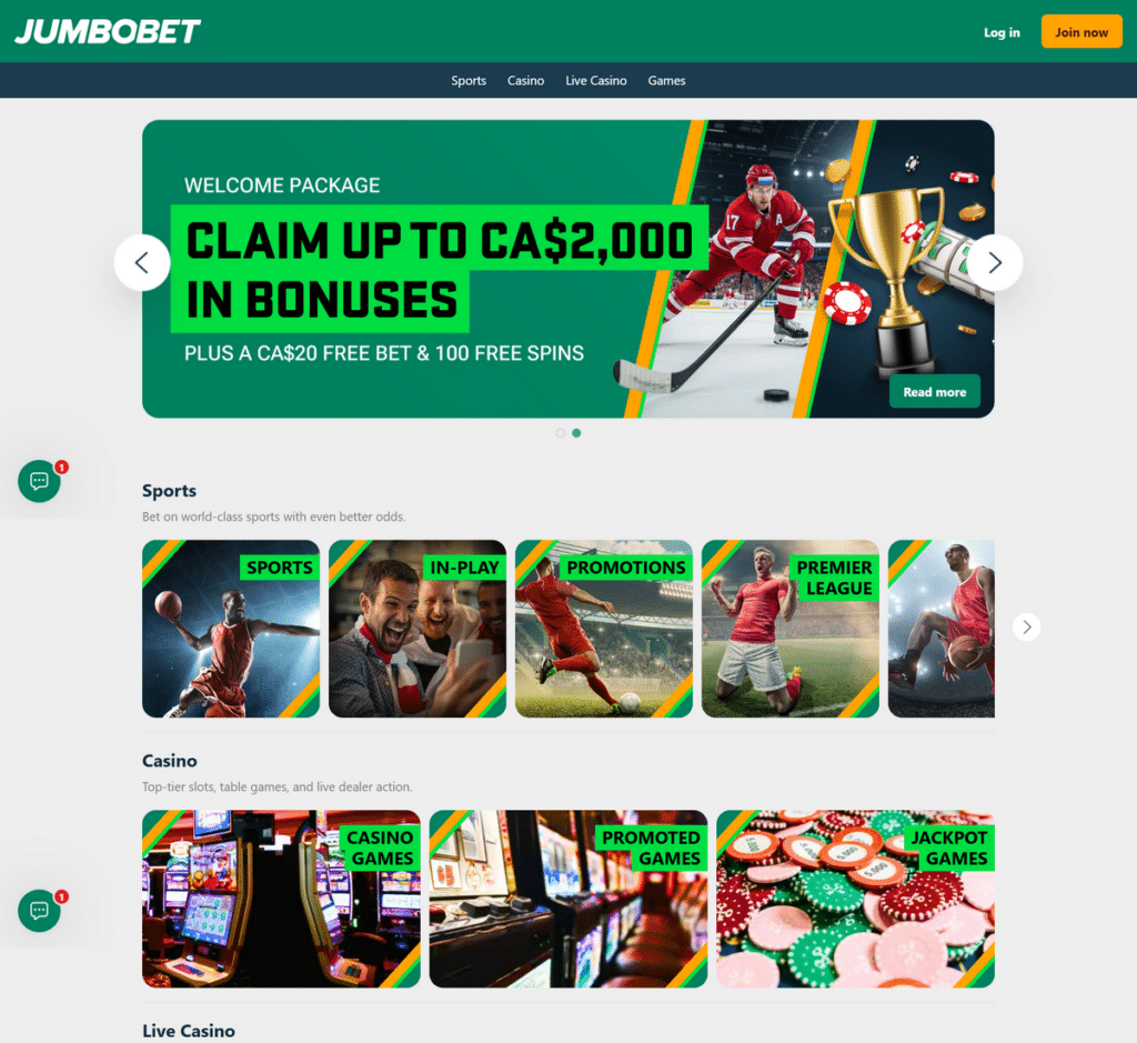 JumboBet Casino Desktop Preview 1