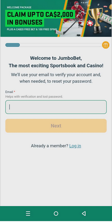 JumboBet Casino Registration Process Image 1