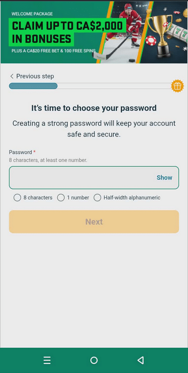 JumboBet Casino Registration Process Image 3